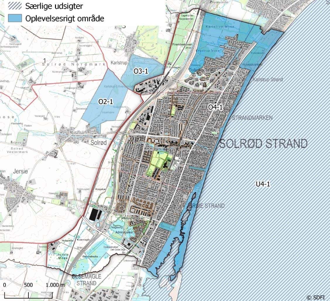 figuren viser afgrænsning af bevaringsværdigt landskab langs kysten