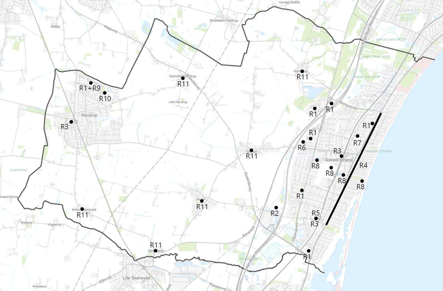 kort der viser hvilke områder er er ændringer i rammerne
